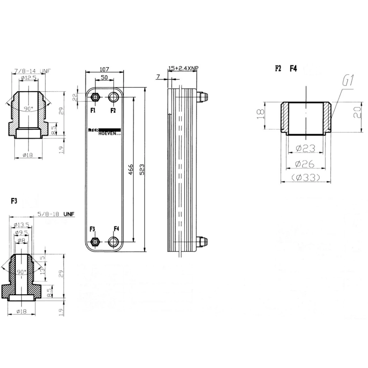 Wärmepumpen Plattenwärmetauscher 8 KW 52/20/WP01 – Bild 2