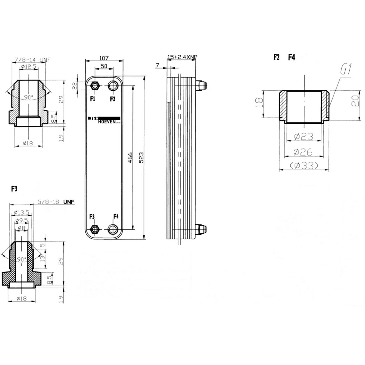 Wärmepumpen Plattenwärmetauscher 12 KW 52/30/WP01 – Bild 2