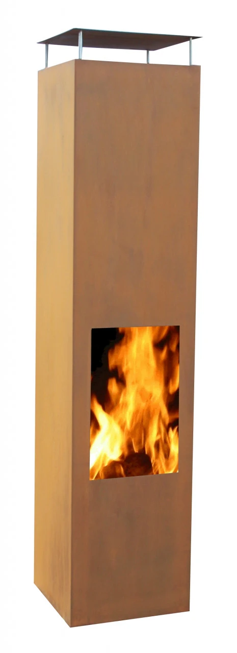 Outdoor/Garten Kamin Feuersäule Amayo XXL In Corten Stahl