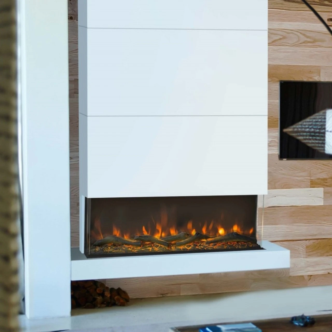 Disegno 3D XL 90 LED Elektrischer Wandkamin Weiß – Bild 3