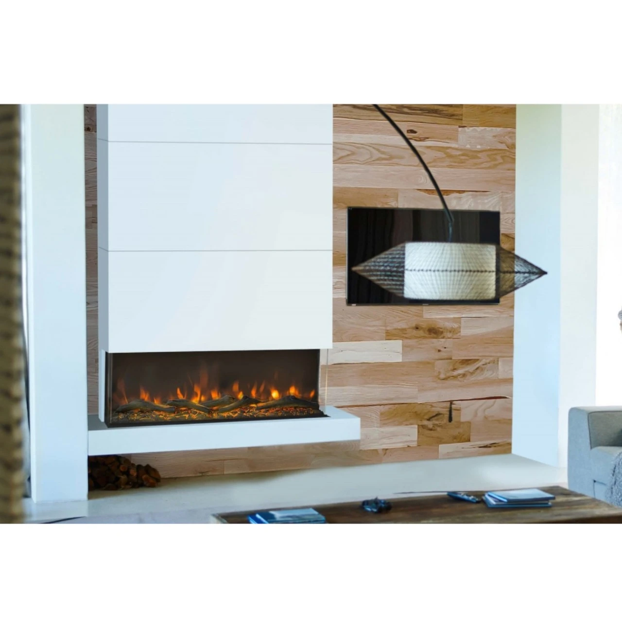 Disegno 3D XL 90 LED Elektrischer Wandkamin Weiß – Bild 4