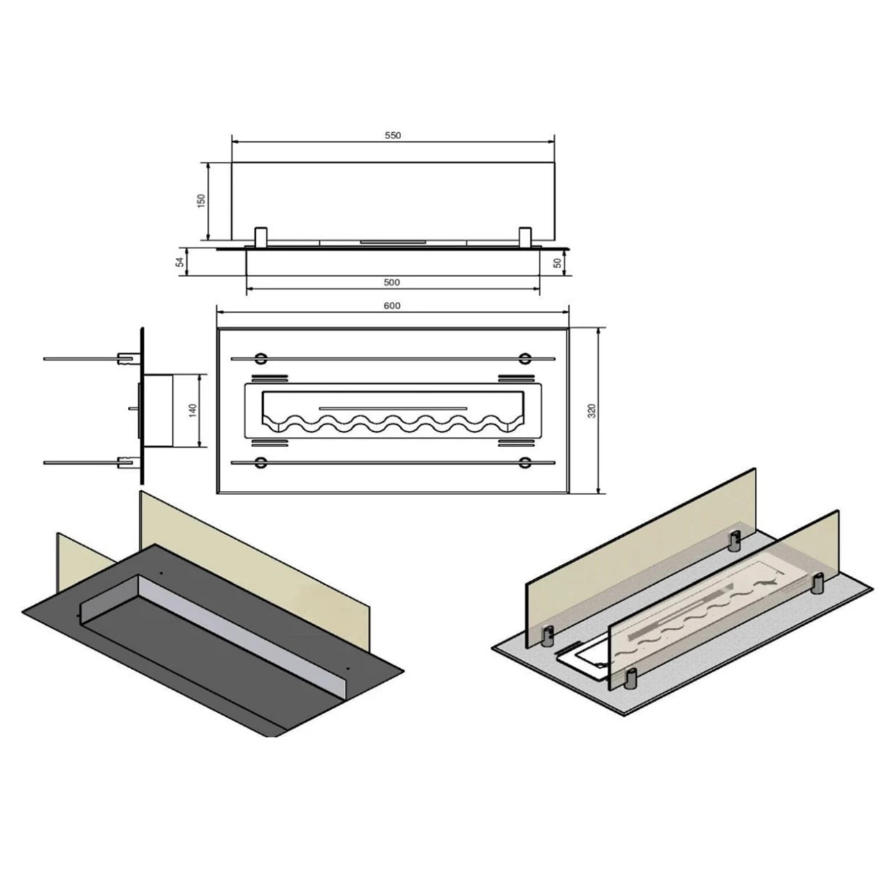 INSERT 600 Ethanolkamin Einbauprofil – Bild 14