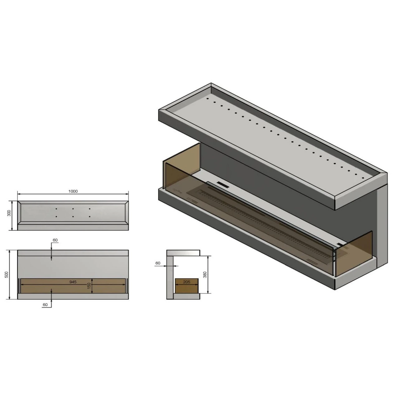 INSIDE C1000 2.0 Panorama Ethanolkamin Einbaukassette – Bild 12