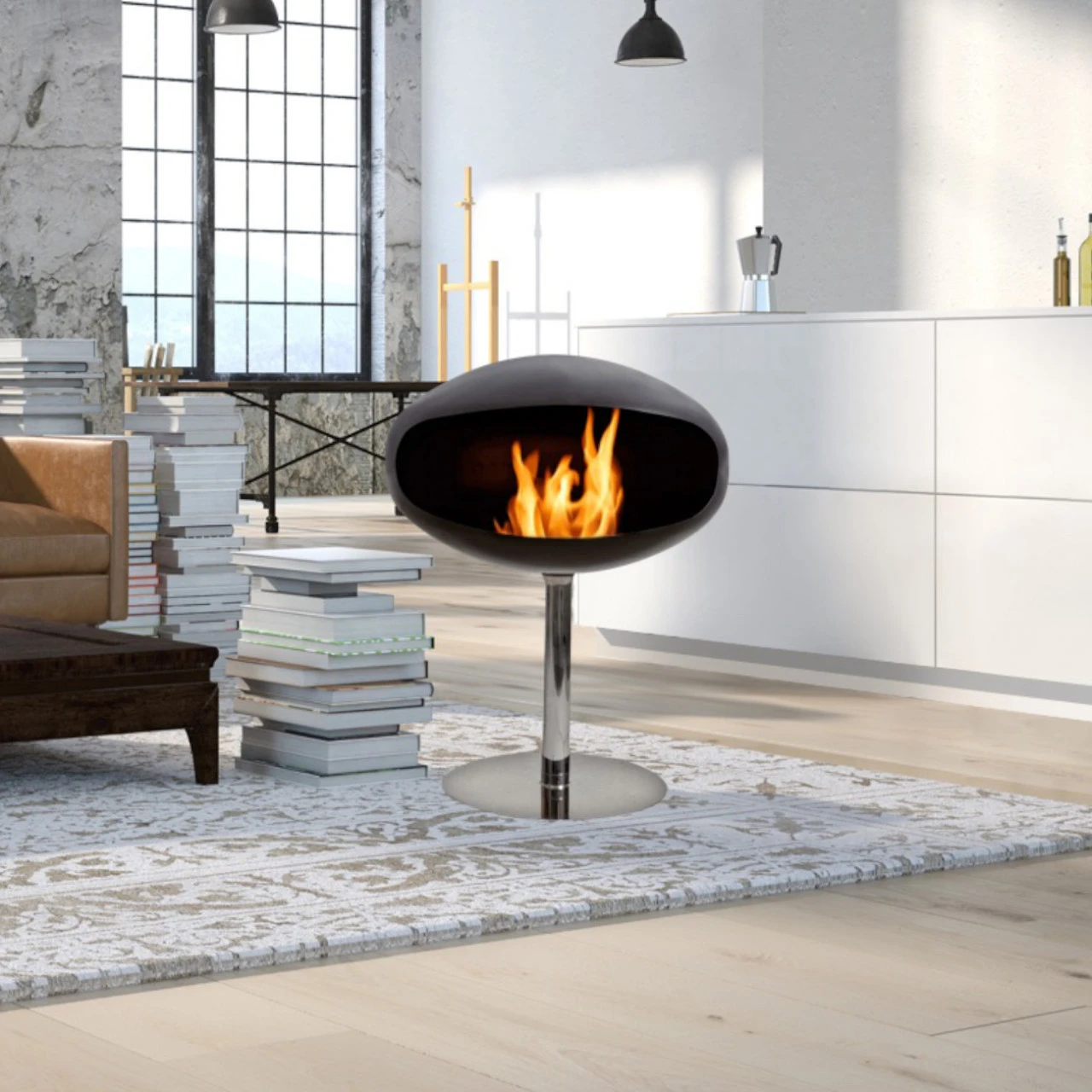 Cocoon Fires PEDESTAL Designer Ethanolkamin Schwarz/Edelstahl – Bild 8