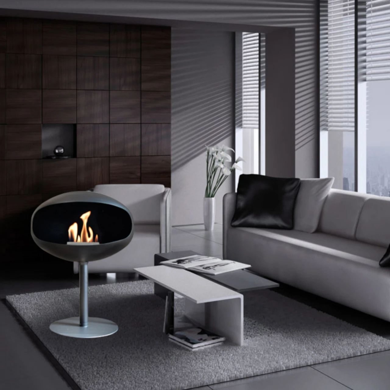 Cocoon Fires PEDESTAL Designer Ethanolkamin Schwarz/Edelstahl – Bild 3