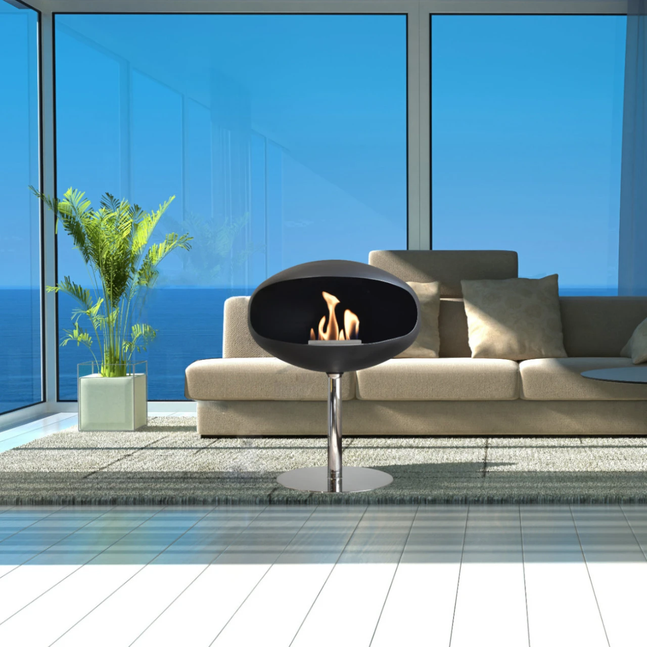 Cocoon Fires PEDESTAL Designer Ethanolkamin Schwarz/Edelstahl – Bild 4