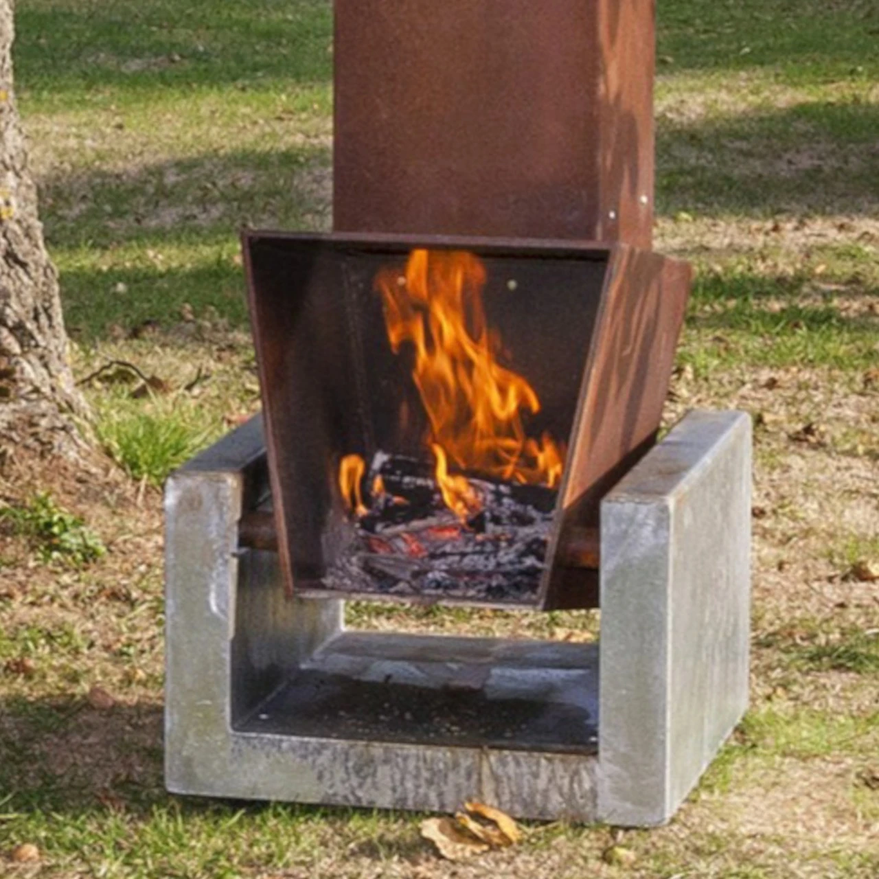 Gartenkamin TIBET Cortenstahl Mit Optionalem Grillrost – Bild 4