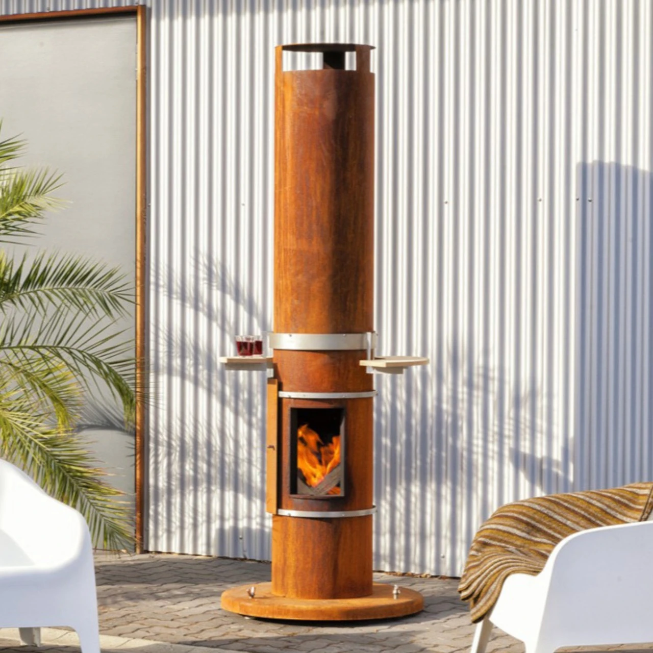 Gartenkamin Feuersäule TOWER Cortenstahl – Bild 2