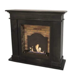 Kos Bioethanol Kamin Schwarz Naturstein Mit Steindekor Und Medaillon