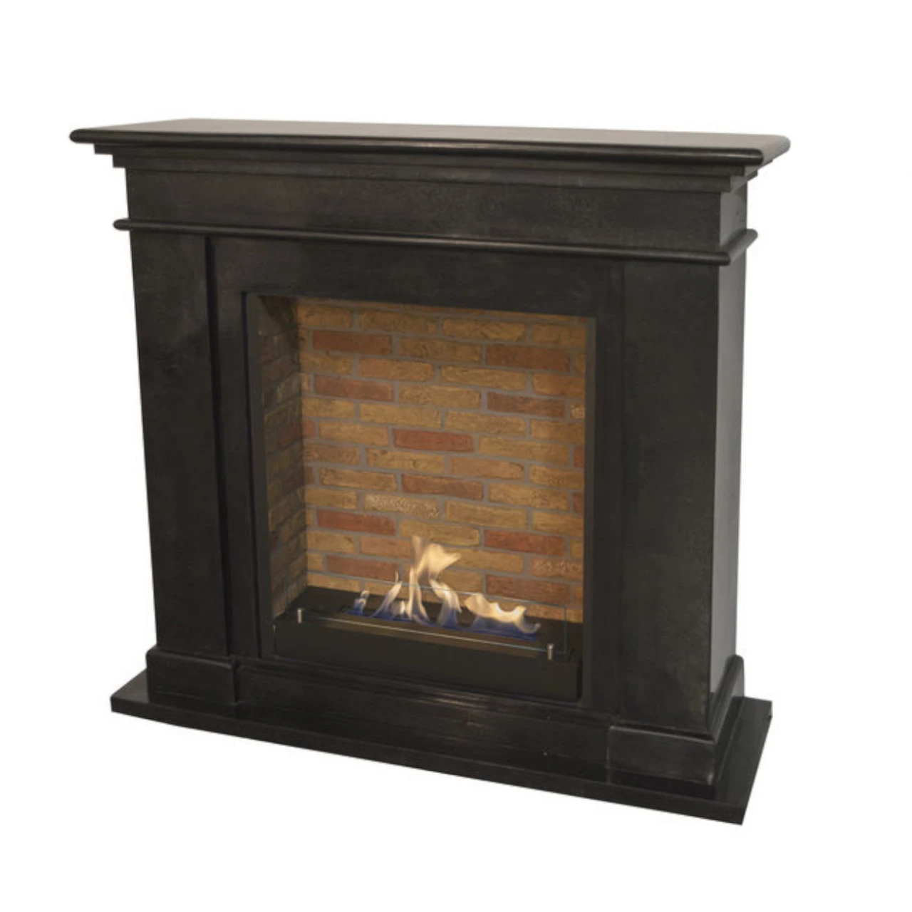 Kos Bioethanol Kamin Schwarz Naturstein Mit Steindekor