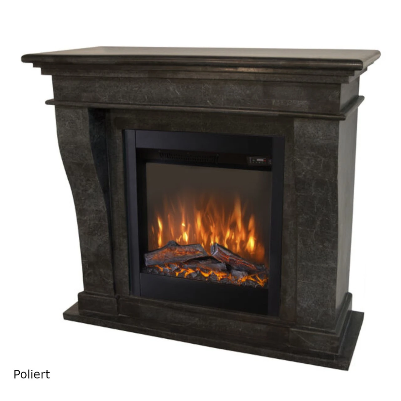 Kreta Levico Naturstein Schwarz LED Kamin – Bild 2