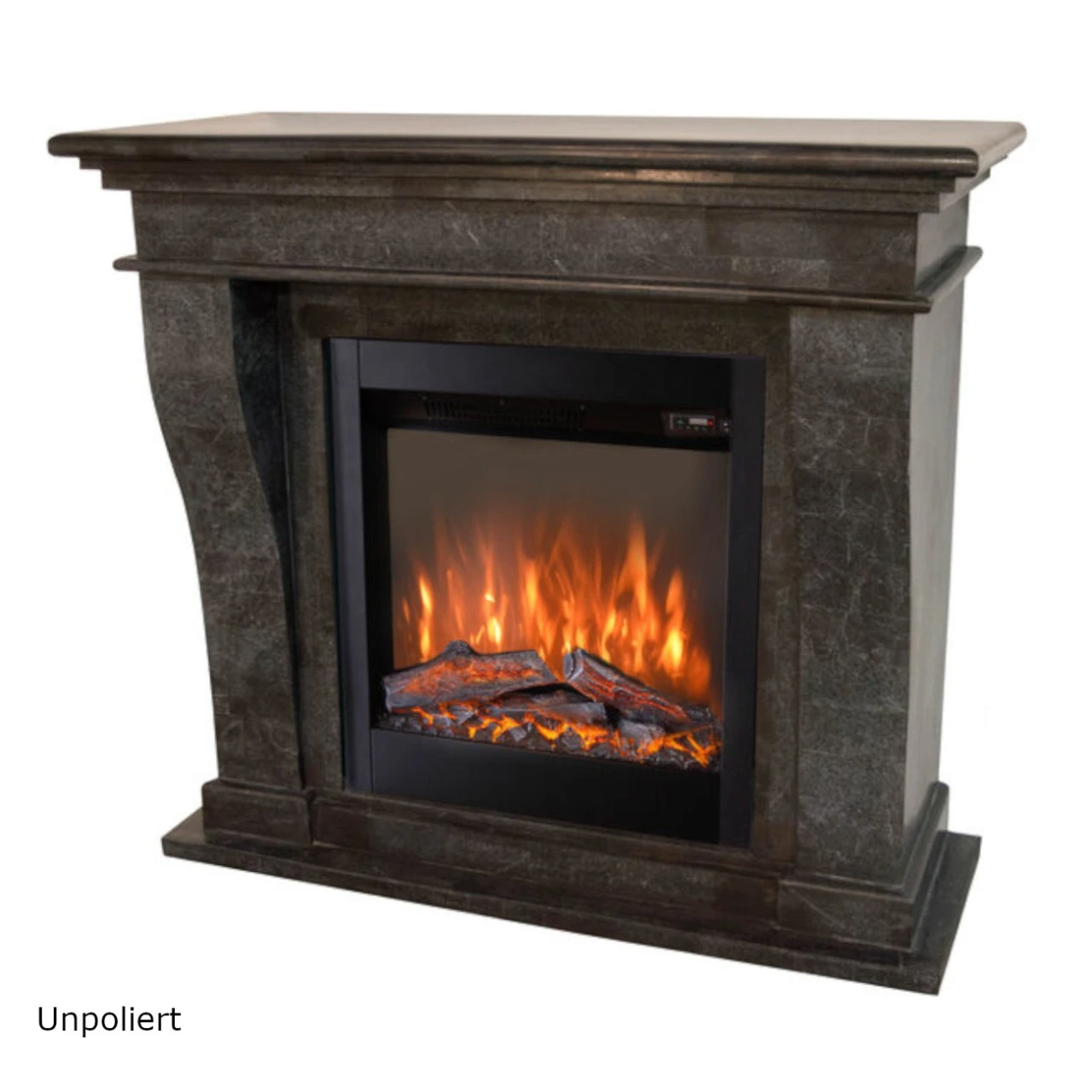 Kreta Levico Naturstein Schwarz LED Kamin – Bild 3