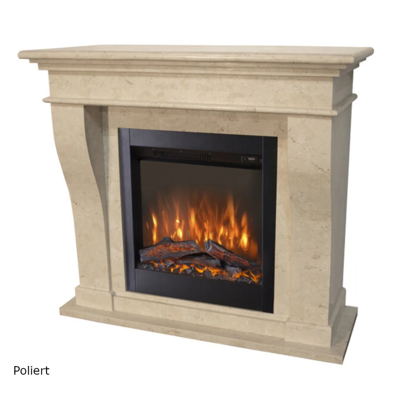 Kreta Levico Naturstein Weiß LED Kamin – Bild 3