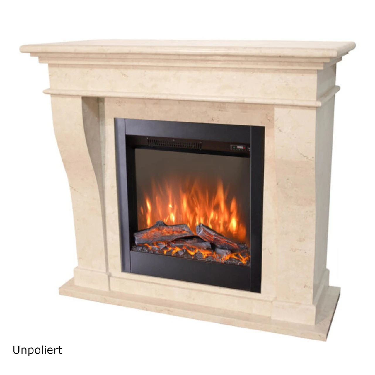 Kreta Levico Naturstein Weiß LED Kamin – Bild 2