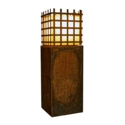 LED Würfel Lampe ELDUR Mit Podest Cortenstahl