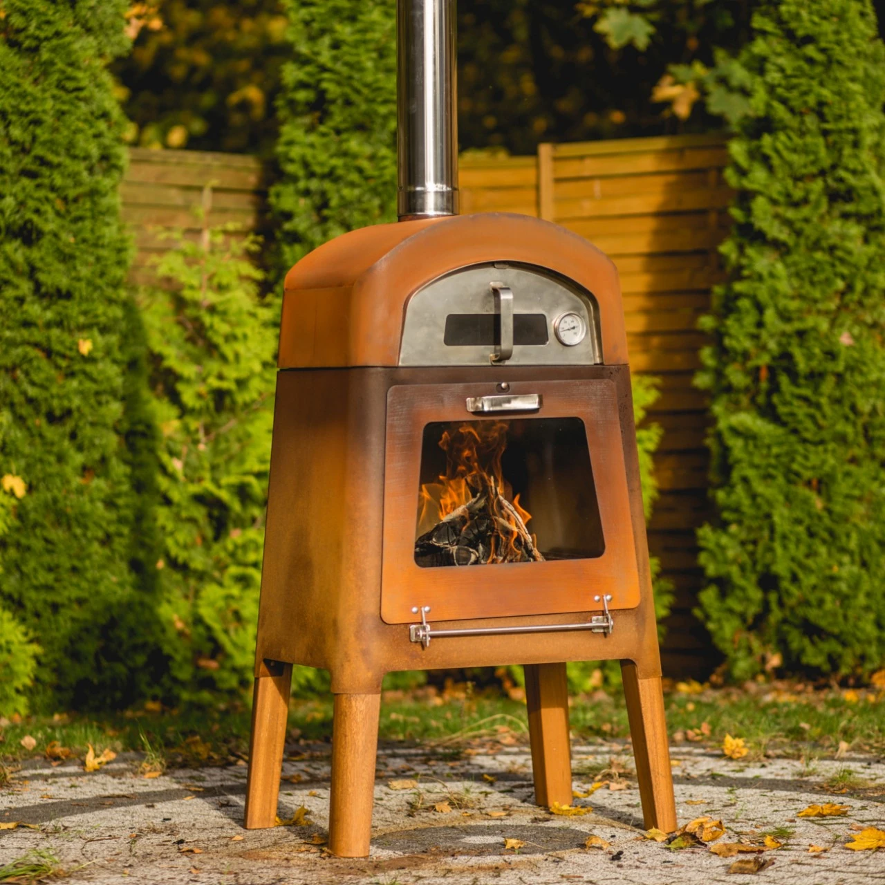 Nexo Pizza Holzofen Mit Grillplatte Cortenstahl – Bild 2