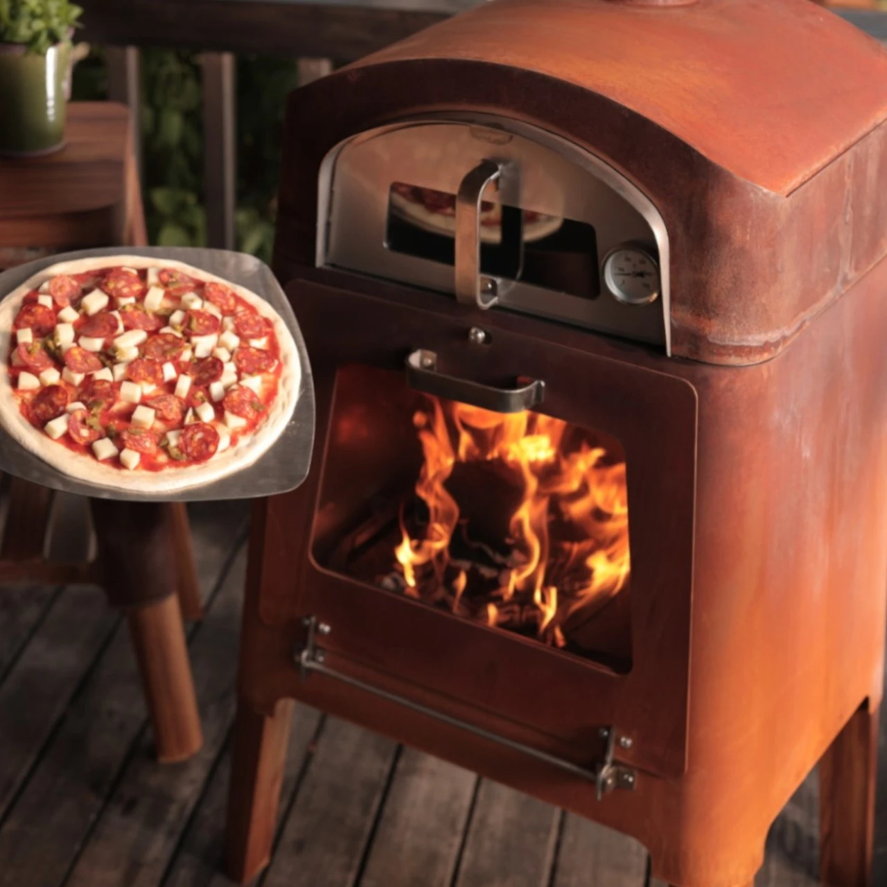 Nexo Pizza Holzofen Mit Grillplatte Cortenstahl – Bild 7