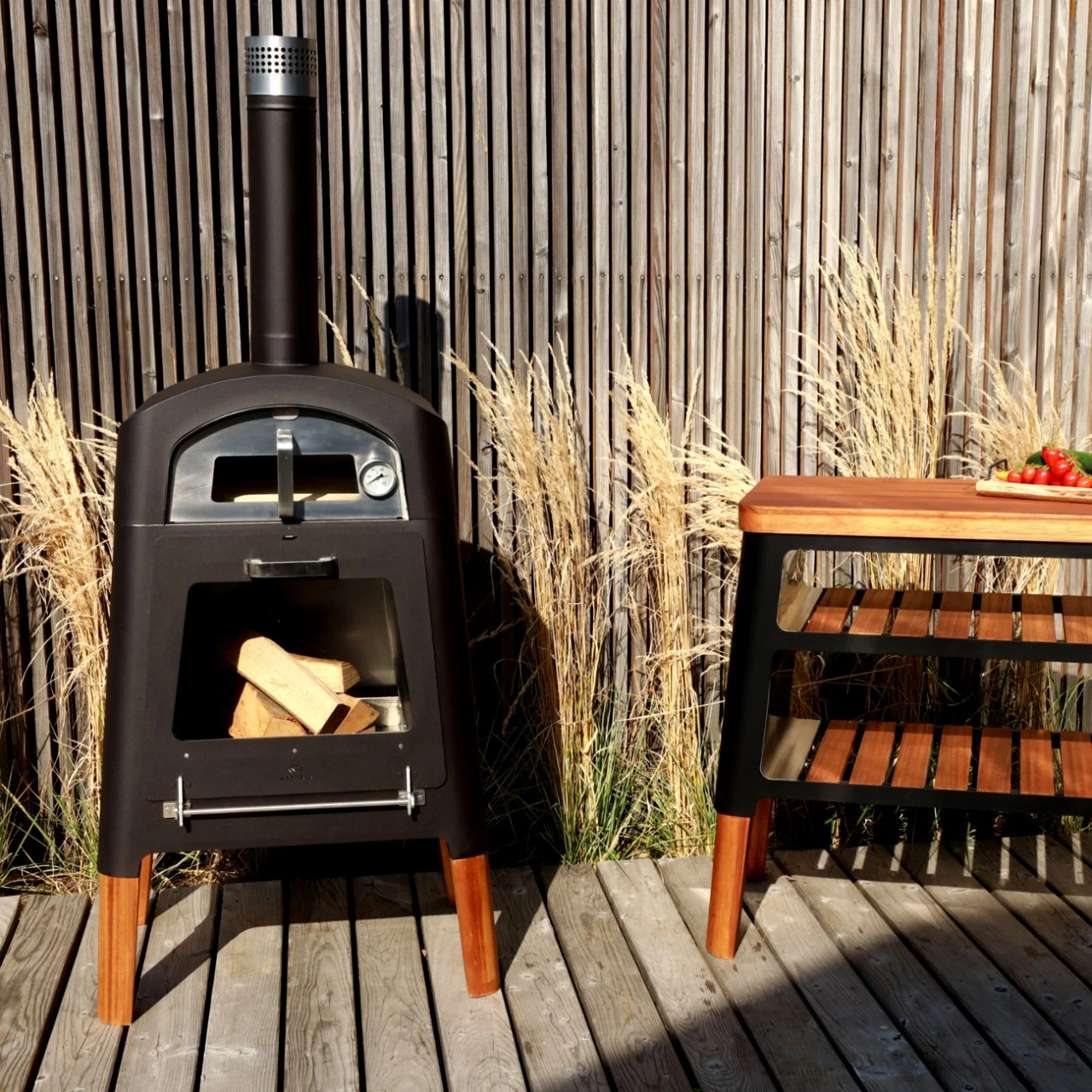 Nexo Pizza Holzofen Mit Grillplatte Schwarz