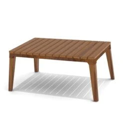 Nexo Iroko-Holz Garten Couchtisch Beistelltisch Cortenstahl
