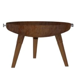 Nexo Iroko-Holz Garten Feuerschale Cortenstahl