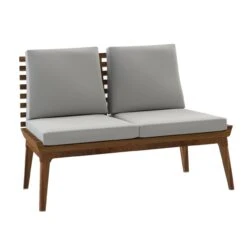 Nexo Iroko-Holz Zweisitzer Garten Sofa Cortenstahl