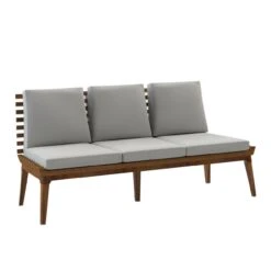 Nexo Iroko-Holz Dreisitzer Garten Sofa Cortenstahl