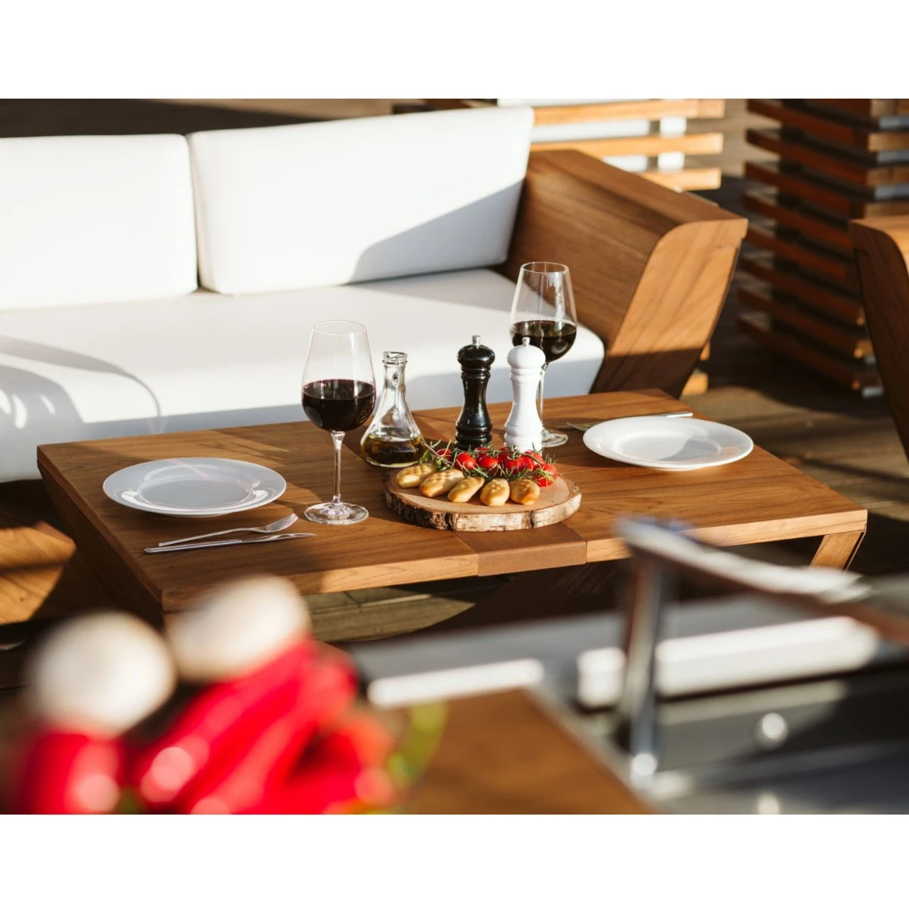 Narie Outdoor Lounge Sitzgruppe Mit Couch Tisch Cortenstahl Ice Weiß – Bild 9