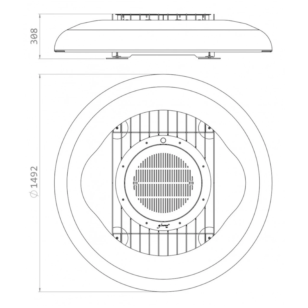 Mime Designer Feuerschale Gartenkamin Optionaler Grill – Bild 14