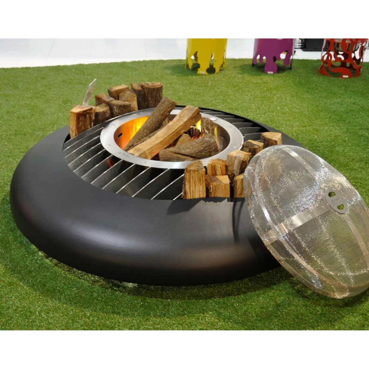 Mime Designer Feuerschale Gartenkamin Optionaler Grill – Bild 2