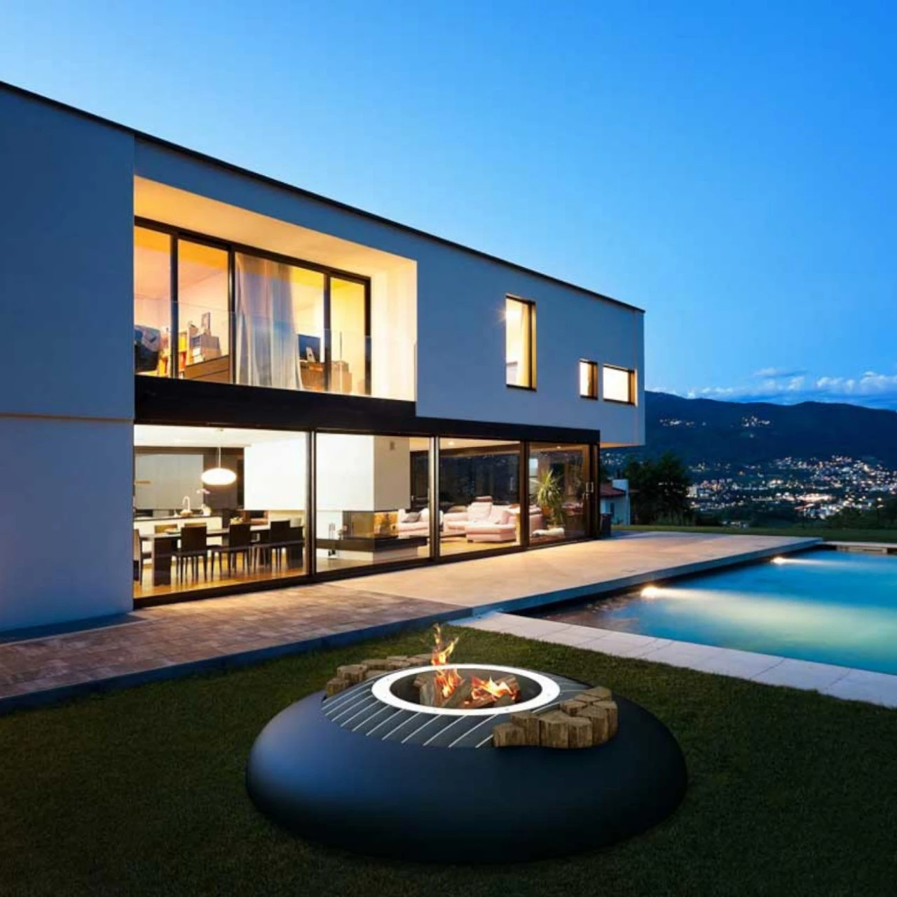 Mime Designer Feuerschale Gartenkamin Optionaler Grill – Bild 5