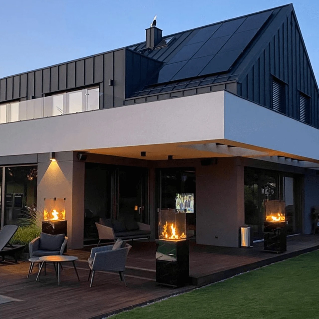 Patio Glas Schwarz Gasheizpilz Gasheizstrahler Gaskamin – Bild 5