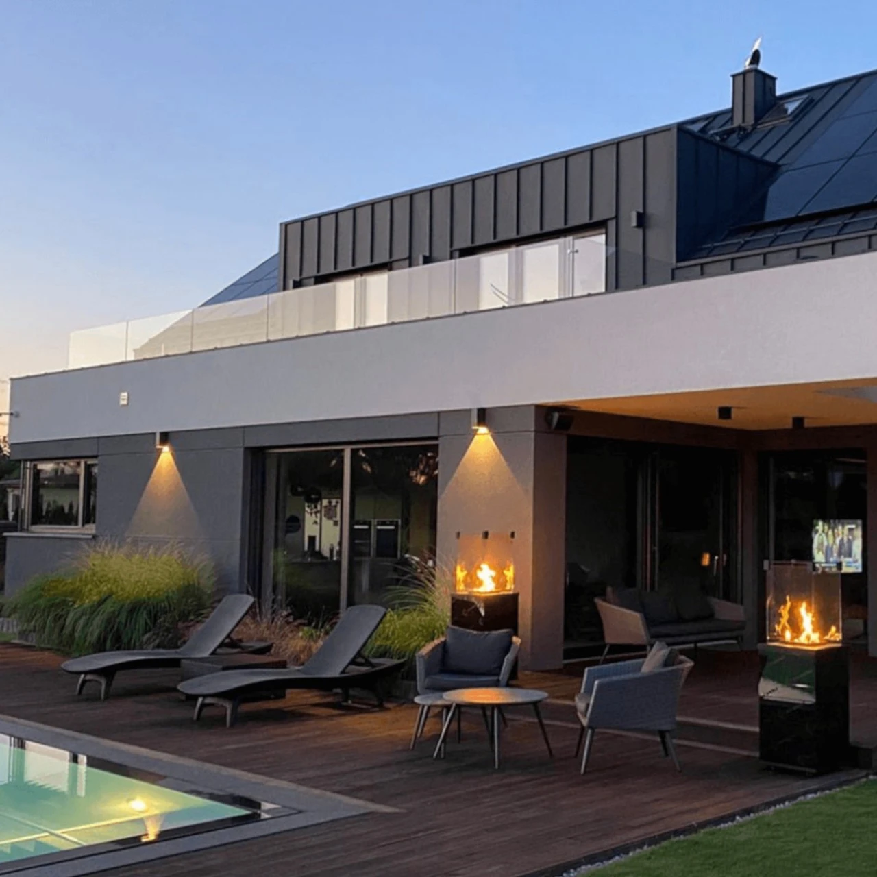 Patio Glas Schwarz Gasheizpilz Gasheizstrahler Gaskamin – Bild 4