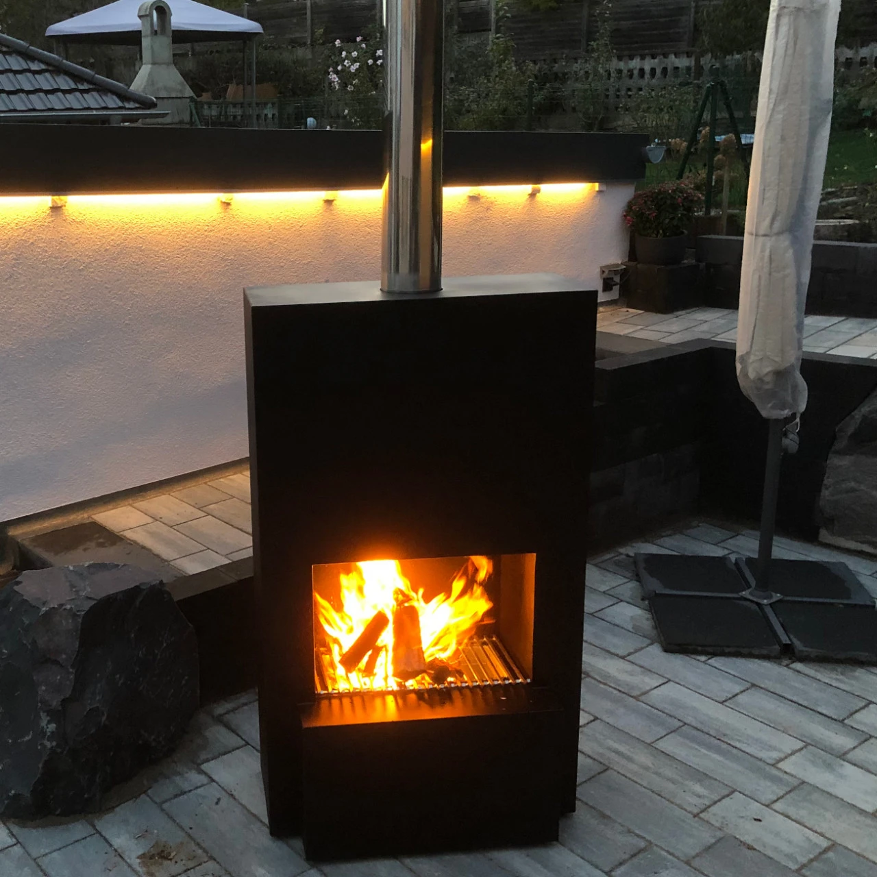 Outdoor/Garten Kamin Feuersäule Pinacate In Schwarz Stahl – Bild 3