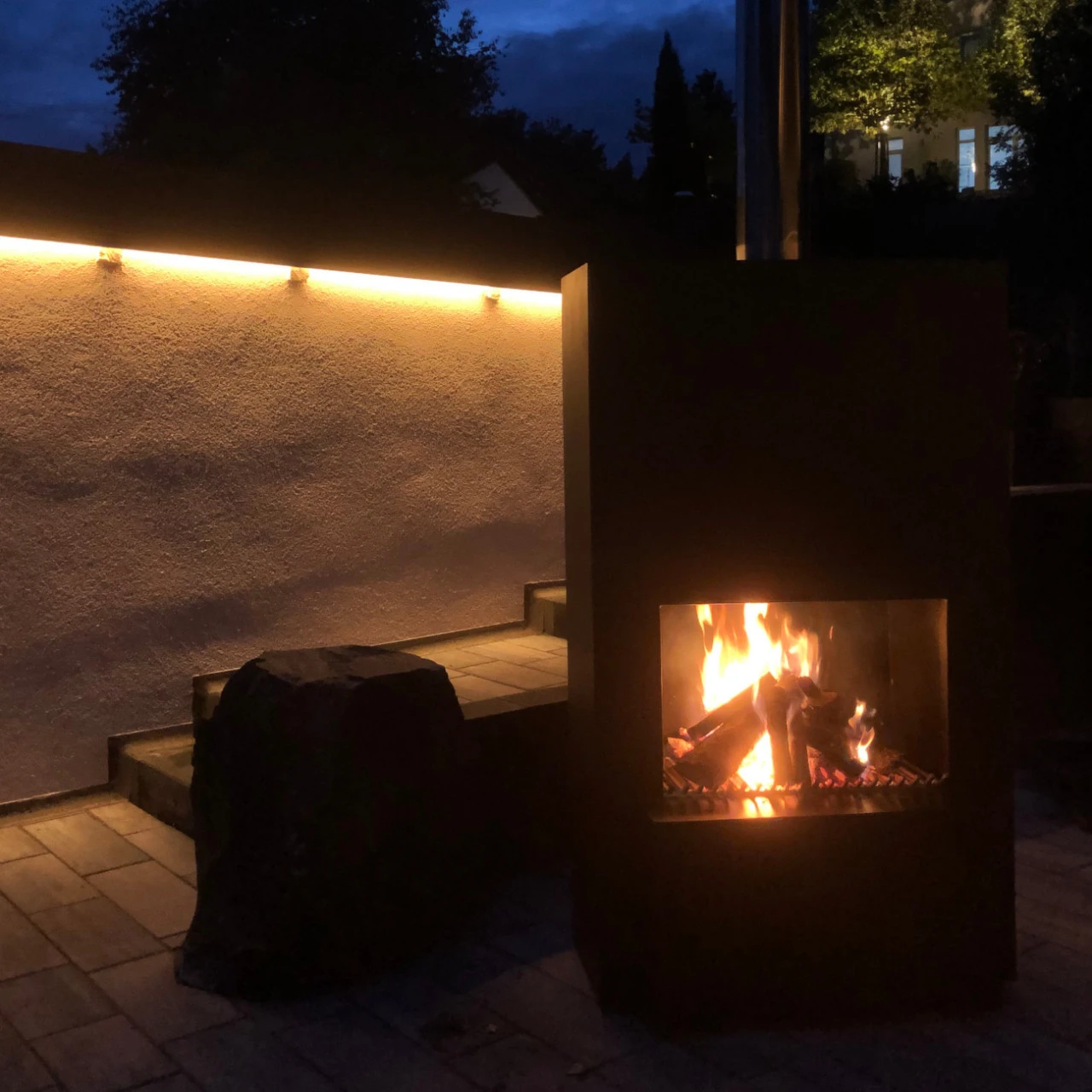 Outdoor/Garten Kamin Feuersäule Pinacate In Schwarz Stahl – Bild 4