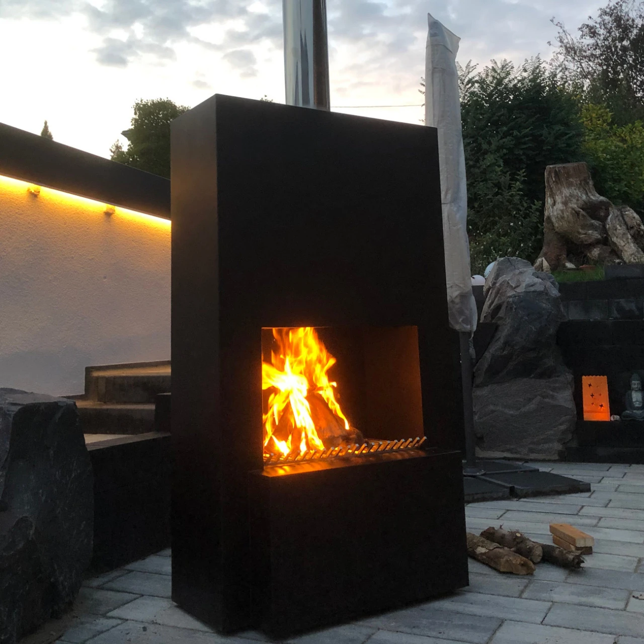 Outdoor/Garten Kamin Feuersäule Pinacate In Schwarz Stahl – Bild 2
