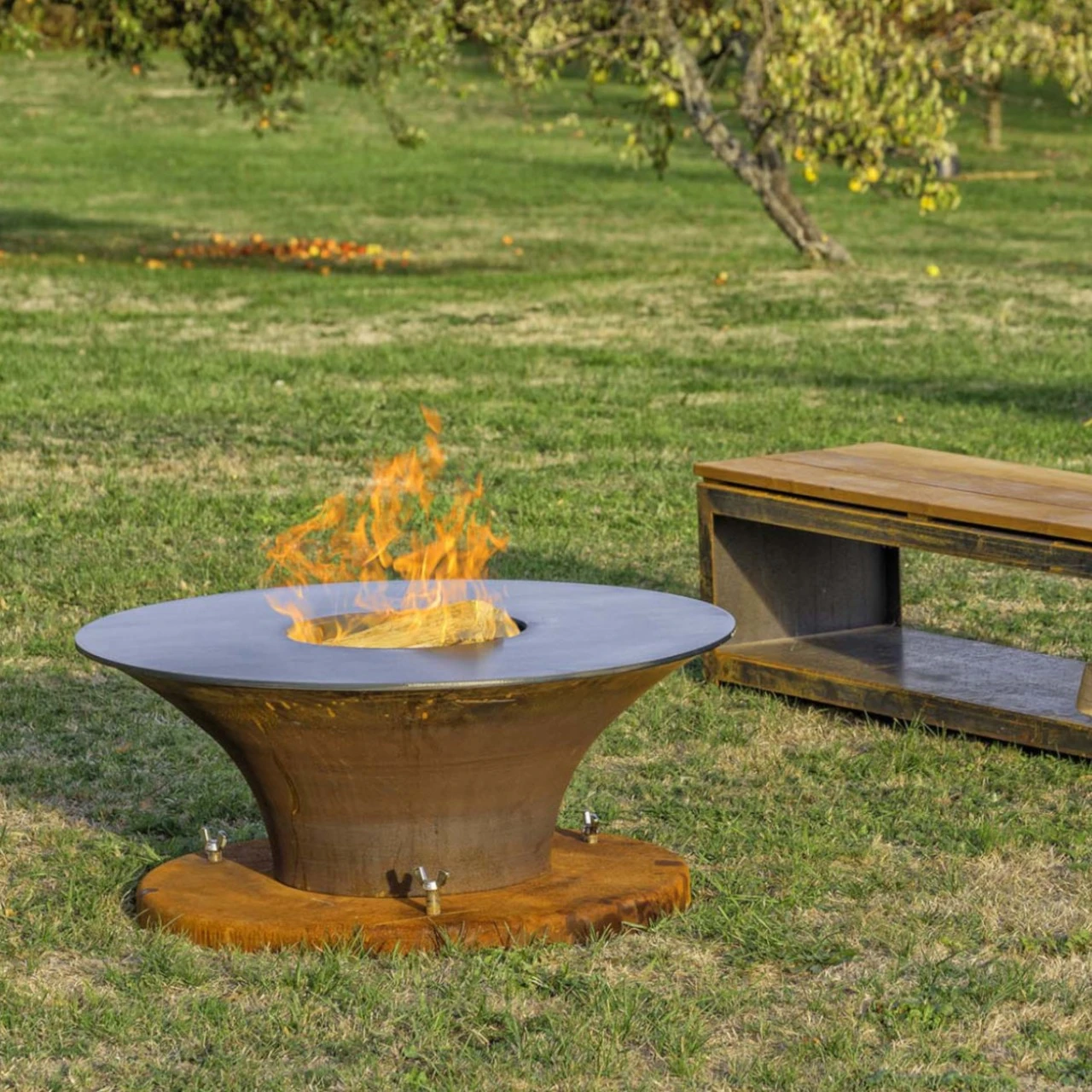 Gartenkamin Plancha Grill CIRCUS LOW Cortenstahl – Bild 3