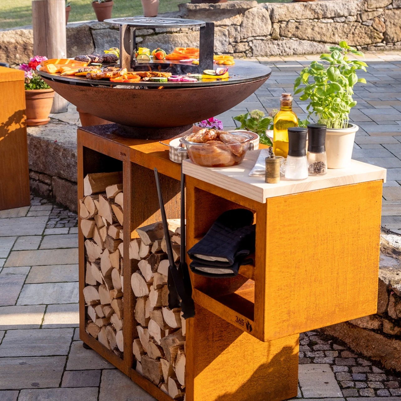 Gartenkamin Plancha Grill Premium PIO100 Cortenstahl – Bild 4