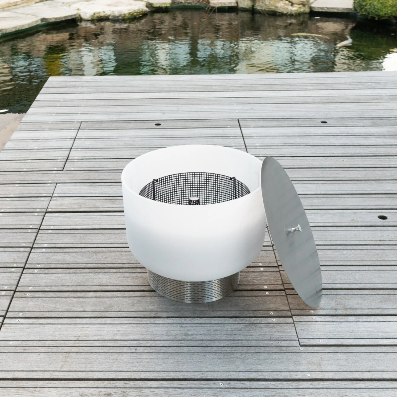 QFlame Basket Quarz Feuerschale Feuerkorb Terrassen Set – Bild 3