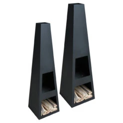 Outdoor/Garten Kamin Feuersäule Vilos Schwarz