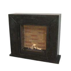 Nero Bioethanol Kamin Naturstein Schwarz Mit Steindekor